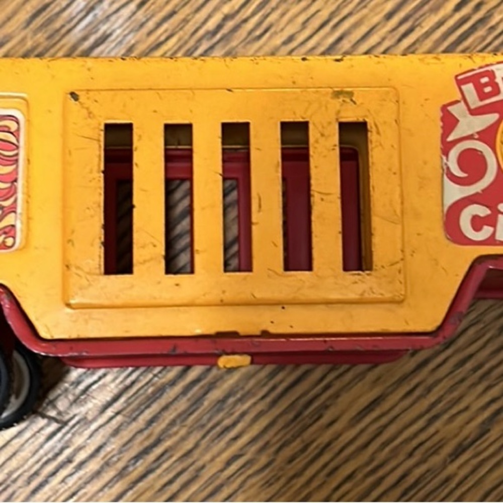 Vintage: 1970's Buddy L Circus Truck Trailer, Lion Logo, Pressed Steel 7" Long